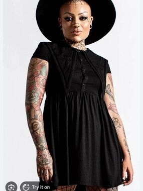 Killstar Black Short Sleeve Babydoll Dress